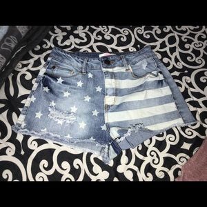 Charlotte Russe American Flag denim shorts